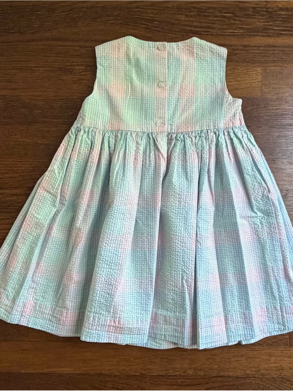 Little English Smocked Pastel Gingham Girls' Dress 4T
